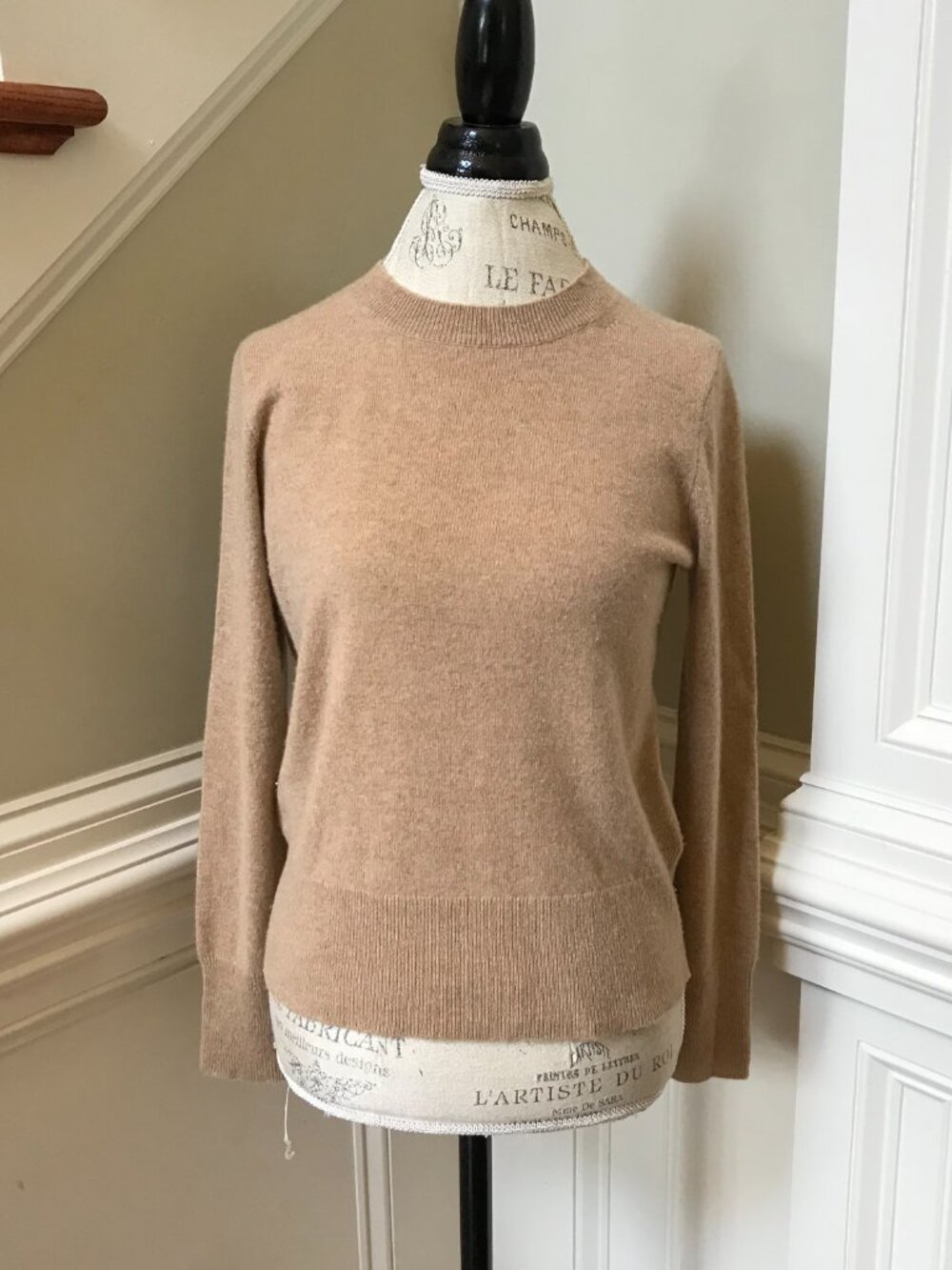 JCrew Classic Cashmere Sweater Womens Small Tan Brown Crew Neck Long Sleeve Knit - Picture 3 of 12